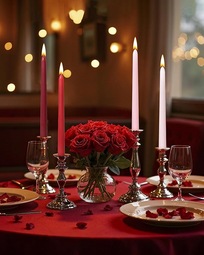 Viyffo Taper Candles, 12 Inch, 12 Pack, Red Ombre – Unscented, Smokeless Design, Up to 8-Hour Burn – Tall Candlesticks for Table Decor, Weddings & Dinners