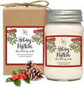 Aira Soy Candles - Organic, Kosher, Vegan, in Mason Jar w/Therapeutic Essential Oils - Hand-Poured 100% Soy Candle Wax - Paraffin Free, Burns 110+ Hours - Holiday Mistletoe Christmas Candle - 16 Oz