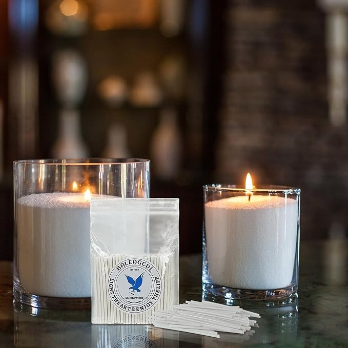 Pearled Candle Wick 2.2 Inch White Cotton Wicks 400-Pack Premium Metal-Free & Lead-Free Candle Wicks for Candle Making
