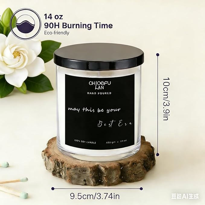 Chloefu LAN Inspirational Motivational Candles, May This Be Your Best Era, Gardenia Candle for Home Decor, Housewarming & Celebration Gifts, Self-Care & Milestone Gifts, Highly Scented