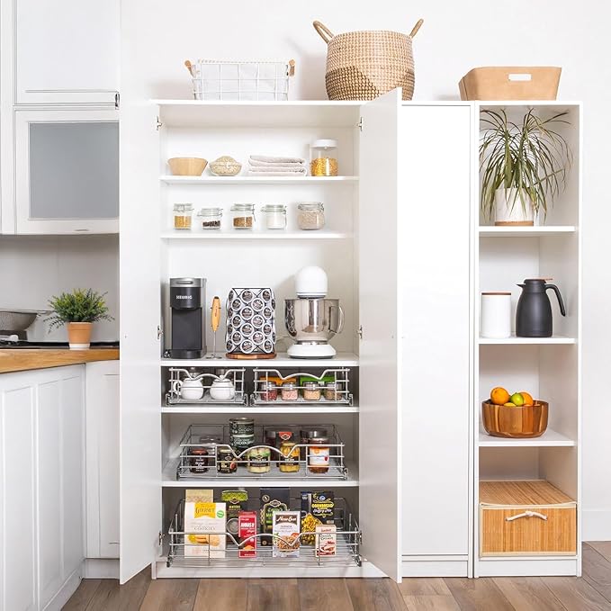 HOLDN’ STORAGE Pull Out Cabinet Organizer, Slide Out Drawer for Kitchen Cabinets & Pantry, Roll Out Shelf for Pots, Pans & Under Sink Storage, Heavy-Duty Full-Extension, 14"W x 21"D x 5"H