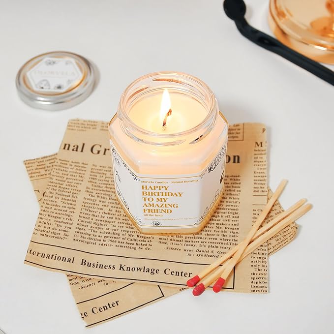 Happy Birthday Beeswax Candle, Best Friend Personalized Birthday Gifts for Women, Men, Mom, Dad, Sister, Teacher, Friends, Pure Natural Beeswax Candles