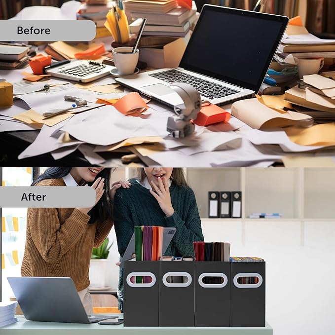 Hanging File Organizer, Cardboard File Folder Organizer for Letter Size, Desk Documents Storage Box, Portable File Folder Holder Boxes for Office, Home, School, Only Box.(2 Packs)