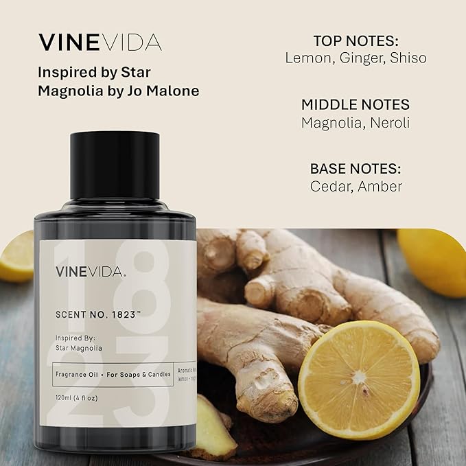 VINEVIDA [10mL] Star Magnolia Fragrance Oil for Candle Making - Natural Candle Oil Scents - Soap Making Essential Oil - Made in USA