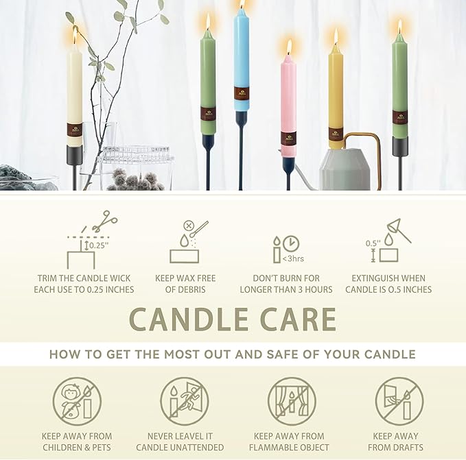 White Taper Candles 9 inch - 4 Pack Fat Candle Taper Candles Dripless, Smokeless, Unscented Tall Candlesticks - Perfect for Home Decor, Weddings, and Special Occasions