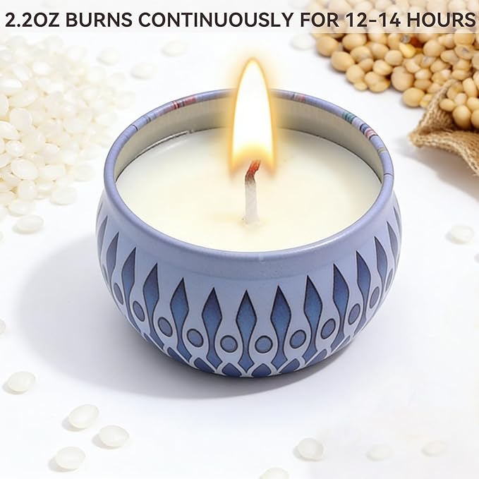 Scented Candles for Stress Relief & Sleep, Lavender Soy Candle for Relaxation, Long Lasting Aromatherapy Candle for Bedroom, Home Decor & Gift Candles for Women（6Pcs）