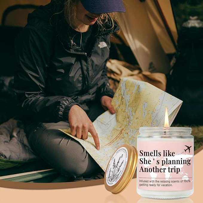 Travel Candle Gifts for Women, Smells Like Shes Planning Another Trip Candle, Best Gifts for People Who Travel, Birthday Gift or Traveling Gift for Travelers Women, Mom, Her, Couple, Friend-3