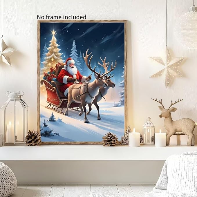 QZOTRXI Christmas Diamond Painting Kits,Santa Claus Elk Diamond Art Kit for Adults,5D Winter Paint with Diamond Full Drill for Home Wall Decor 20x24 Inch