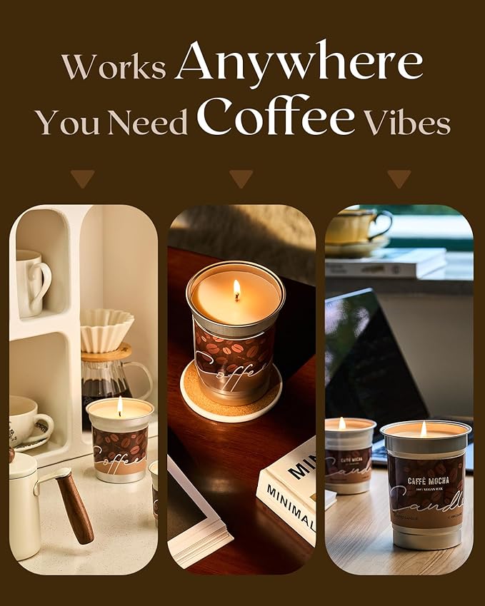 M&SENSE Iced Coffee Candle Summer Sea Salt Scented, Soy Wax 7oz 42 Hours Long Lasting Clean Burn, Small Jar Candles for Home Scented, Stress Relief Aromatherapy Gifts for Women Men