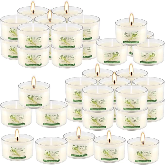 40 Pack 1.5oz Citronella Candles Bulk, Small Soy Wax Candles Bulk, Mini Portable Candles for Outdoor Patio Yard Home Wedding Party Camping Travel
