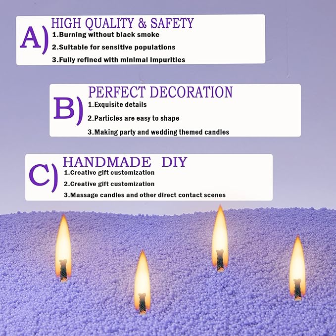 Pearled Candle Sand Wax Kit, Scented Purple Candle Sand with Wicks 1.1LB Candle Beads Sand Candles for DIY Candle Making Valentine's Day Gift Party, Wedding, Home Decor (Scented Lavender)