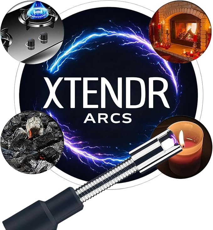 V2 Extendable 2.5 Feet. Arc Extra Long Lighter, Flameless Fireplace Stove Electric Candle Lighter, Long Neck for Pilot Light, Grilling, Firepit, Kitchen, BBQ (Black)