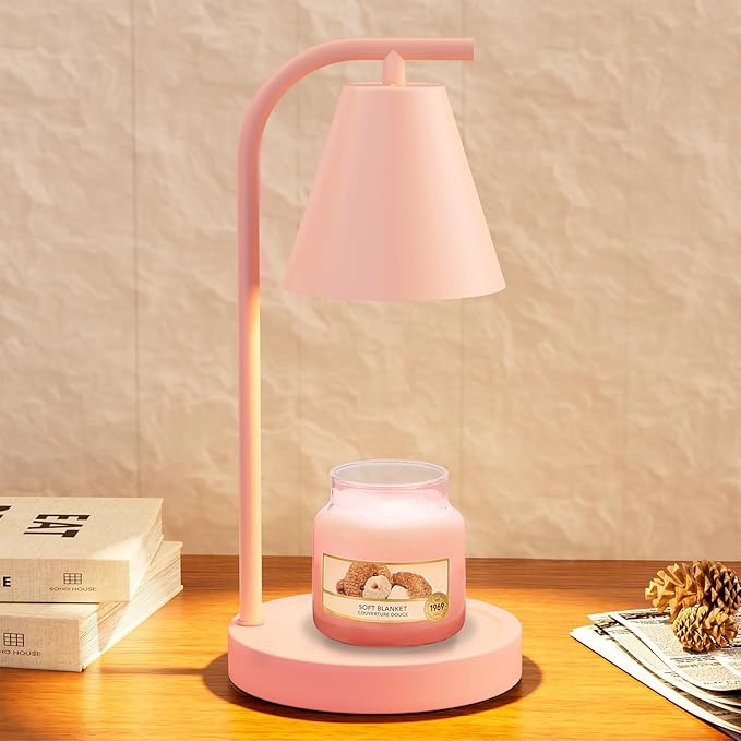 Pink Candle Warmer Lamp - with Timer & Dimmer, Cozy for Women Mom, Modern Home Decor House Warming Gifts Wax Melt Warmer for Scented Jar Candles
