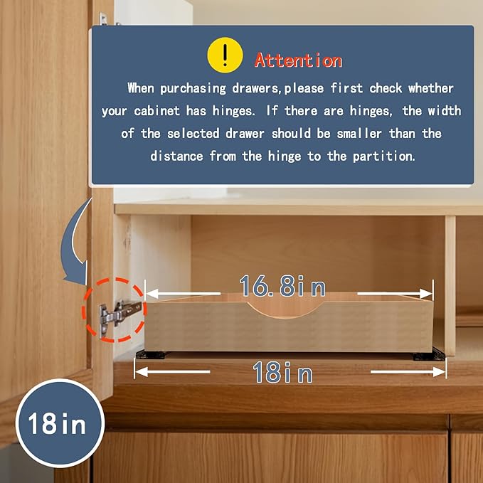 Pull Out Cabinet Drawers - 6x2 Size Options (12-23'W,18-21'D), Pre-Assembled with Soft Close Slides, Solid Beechwood, Easy Installation(18'W x 18'D)