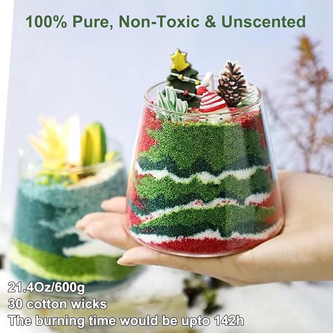Aufien Candle Sand with Wicks, 21.4 Oz Pearled Candle, DIY Bead Powder Sand Wax Making kit Refillable Non Toxic for Handmade, Mother's Day Wedding and Halloween Christmas Decorations Brown