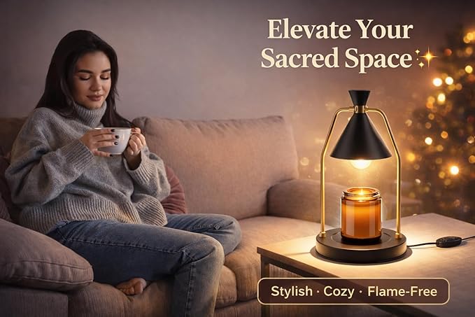 MIGHTY T Candle Warmer Lamp with Timer & Dimmer – Flameless Candle Lamp for Jar Candles – Adjustable Brightness – Safe Home Fragrance Warmer for Bedroom & Living Room