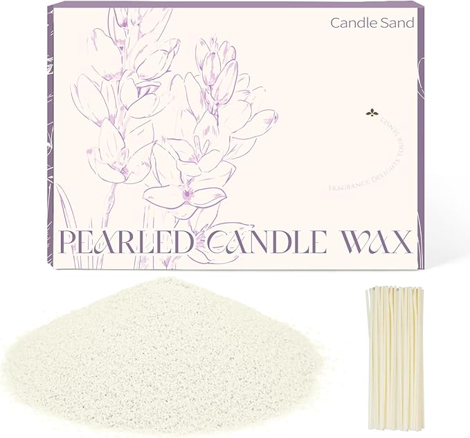 SCENTORINI Pearled Candle, White Candle Sand with 15 Wicks, 1.6 lb Unscented Sand Wax DIY, Refillable for Candle Making Kit, Weddings,Party,Valentine's Day Gifts