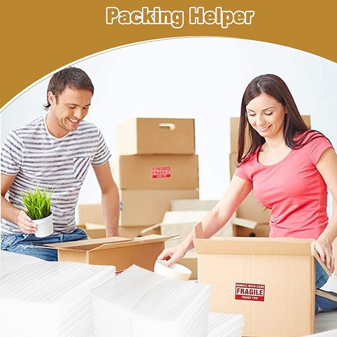 100 Pack 8''x12'' Cushion Foam Pouches, Moving Supplies for Dishes, Packing Foam for Dishes & Cups, Glass Packing Paper and Plate Protectors for Moving Fragile Items (200x300x0.5MM)