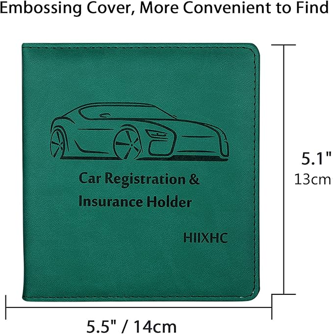 Car Registration and Insurance Holder, 5.5 x 5 Inch PU Leather Vehicle Glove Box Organizer Wallet Case Organizer for Insurance Card, Driver License, Essential Document, Paperwork