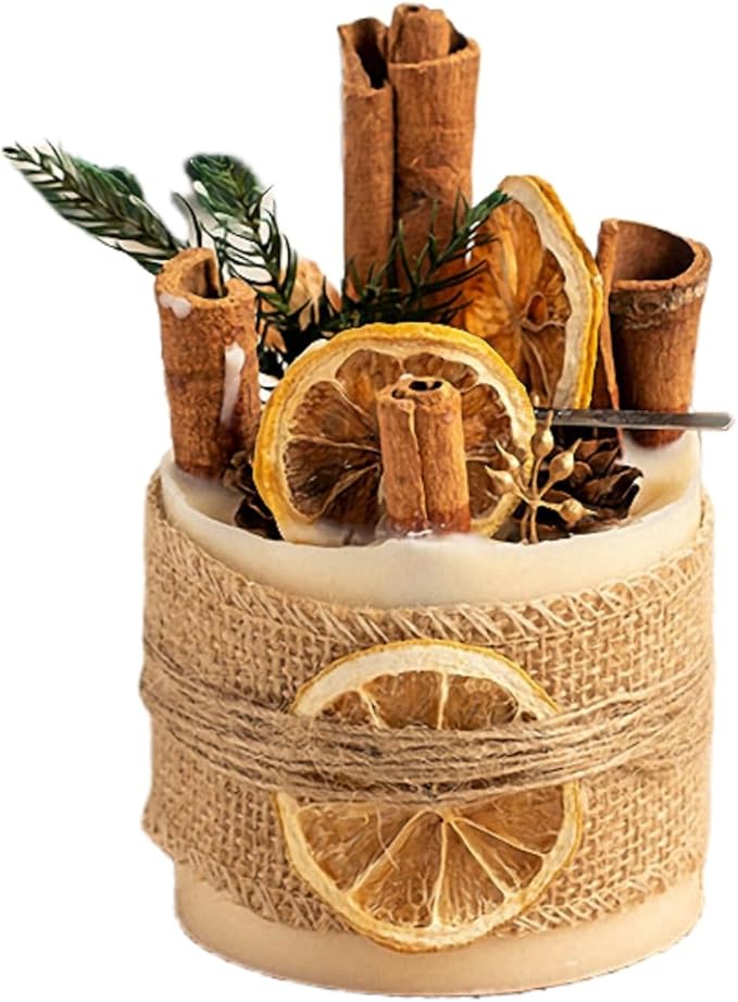 SimpleVibesXinPuwei DIY Lemon Cinnamon Pillar Wax Material Kit - Festive Handmade Activity Scented Wax Crafting Set (B)