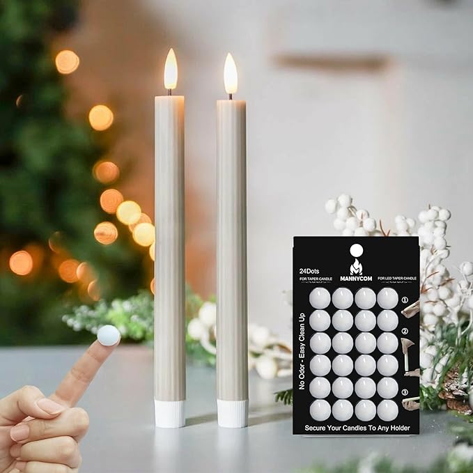 Taper Candle Sticky Dots - 24pcs Spiral Candle Sticky Dots Candles Adapter Soft Wax Candle Holder Accessories for Secure Candle Placement - White