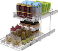 OCG 2 Tier Pull Out Cabinet Organizer (15.5" W x 18" D), Pull Out Drawers for Kitchen Cabinets, Pull Out Shelves for Base Cabinet Organization in Kitchen Bathroom Pantry, Chrome Finish