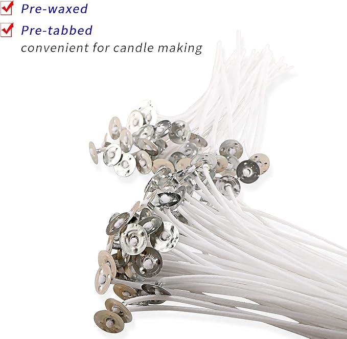 MILIVIXAY 100 Piece 10 inch Pre-Waxed Candle Wicks for Candle Making