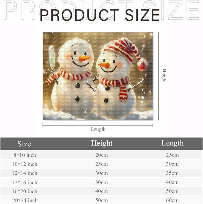 IMLQJES Snowman Diamond Painting Kits - 5D Two Cute Cartoon Snowmen Full Square Gemstone Crystal Christmas Diamond Painting Art Kits for Adult - for Living Room Decor 10x12 Inch