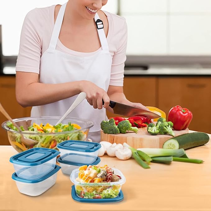 PEDECO 20PCS Rectangle Plastic Portion Box Sets with Lids.Food Storage Box,Container Sets,Food Storage,Food Containers,Plastic Container,use for School,Work and Travel,0.53 Quarts Per Box.