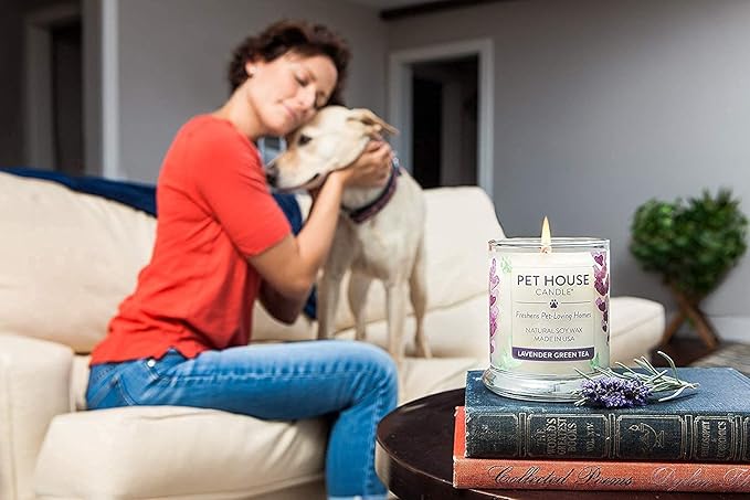 Pet House Candles, Natural Plant-Based, Long Lasting Candles for Pet Odor, 60 Hour Burn Time - Juicy Melon, 9 oz
