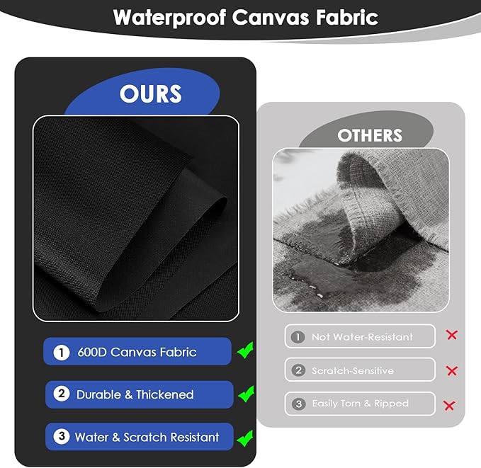Waterproof Canvas Fabric by The Yard 60" W 600 Denier PVC Backing Water Repellent Polyester Upholster Fabric Material for Indoor Outdoor Marine Awning Tent Craft DIY(2 Yards, Black)