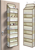 Yecaye 1 Pc 5 Tier Over the Door Organizer with 15 Pockets | 44lb Load Over the Door Storage | No Sagging Closet Organizers and Storage | Versatile Nursery Hanging Organizers for Home Dorm - Beige