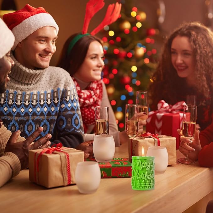 Elk Candle Moulds for Candle Making, Deer Pattern Pillar Candle Mold, Christmas Reindeer Silicone Mold for Soy Wax Candle, Aromatherapy Candle, Gypsum, Plaster, Home Decor (Merry Christmas Molds)
