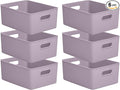 Superio Ribbed Collection - Decorative Plastic Basket Open Home Storage Bins Organizer, Large Lilac Purple (6 Pack) Container Boxes for Organizing Closet Storage Bins for Shelves 15 Liter/16 Quart