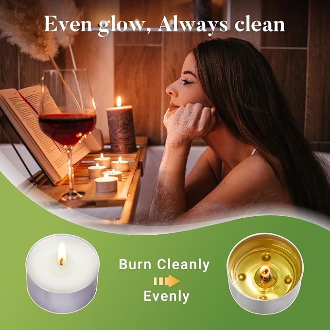 Unscented Tea Lights Candles 300 Pack,6 Hours Long Burning White Tea Candles Bulk,Non-Paraffin, Clean Burn, Smokeless, Palm Tealight Candles for Wedding,Centerpiece,Christmas Lights,Home Dceor
