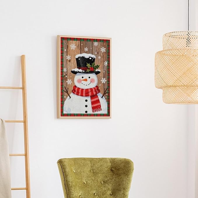 AIVKIEJK Diamond Painting Kits for Adults - Festive Snowman Red Scarf Painting DIY 5D Full Drill Diamond Dots Paintings with Diamonds Gem Art and Crafts Home Decor 12"x16"