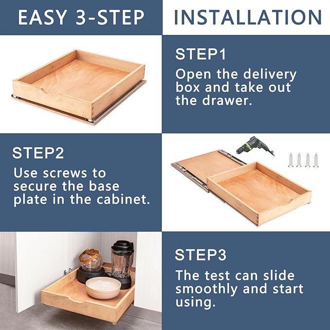 Pull Out Cabinet Drawers - 6x2 Size Options (12-23'W,18-21'D), Pre-Assembled with Soft Close Slides, Solid Beechwood, Easy Installation(16'W x 18'D)