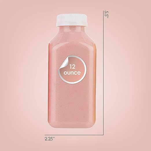 Disposable Juice Container with Caps, 12 Oz Reusable, Clear & Empty Smoothie Bottle For Grab & Go Drink & Juicing Journey, 48 Pack BPA-Free Plastic Water Bottles, Handy, Leak-Proof Beverage Containers