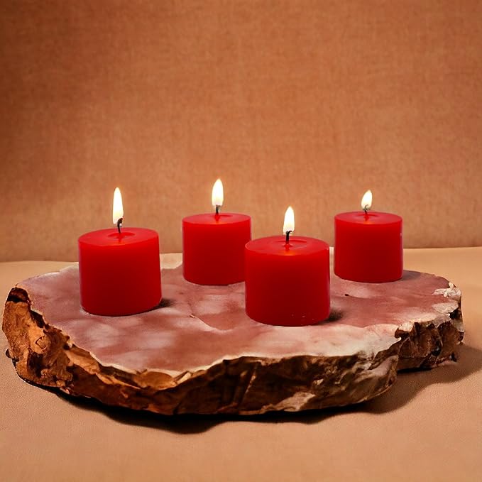 Hosley® Set of 48 Unscented Red Hand Poured Votive Candles Ideal for Weddings Birthdays Holidays Special Events Emergency Lighting Spa Aromatherapy Everyday Use