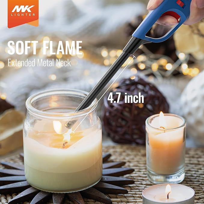 MK Lighter 6-Pack Multi-Purpose Butane Lighters – 4 Large Soft Flame Utility + 2 Mini Torch, Refillable Adjustable Flame, for Candles & BBQ Lighters, Prepping & Camping Supplies (Assorted Colors)