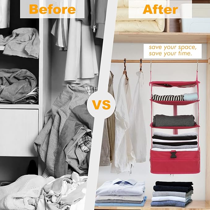 Surblue Hanging Closet Storage Bag Collapsible 3-Shelf Washable Oxford Fabric with 2 Hooks (XL 17.71 * 11.81 * 20in, Camouflage)