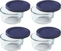 Pyrex 7202 1-Cup Glass Bowl & 7202-PC Dark Blue Lid (4-Pack) - Made in USA
