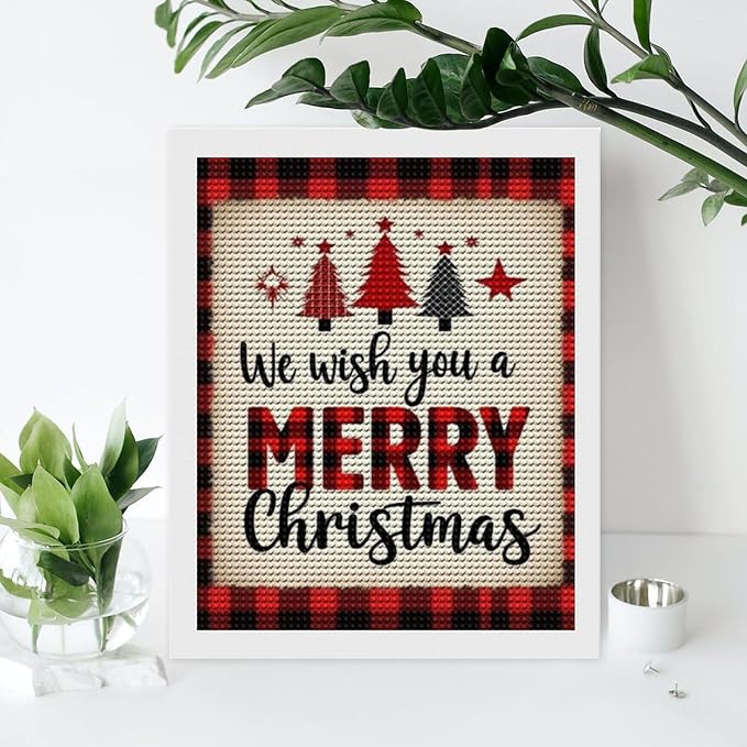 AIVKIEJK Diamond Painting Kits for Adults - Merry Christmas Welcome Painting DIY 5D Full Drill Diamond Dots Paintings with Diamonds Gem Art and Crafts Home Decor 16"x20"