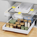 Pull Out Cabinet Organizer, Expandable Width (11.4"-18.9") Depth (16.3"-21.7") Pull out Drawers for Cabinets with 3 Rails, No Drill Adhesive Film or Nail Fixed Slide out Drawers for Kitchen, Pantry