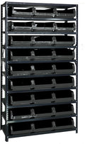 Quantum Storage Systems MSU-531BK Solid Heavy Duty 10 Shelves 27 MAGNUM Black Bins 75" H x 42" W x 18" D