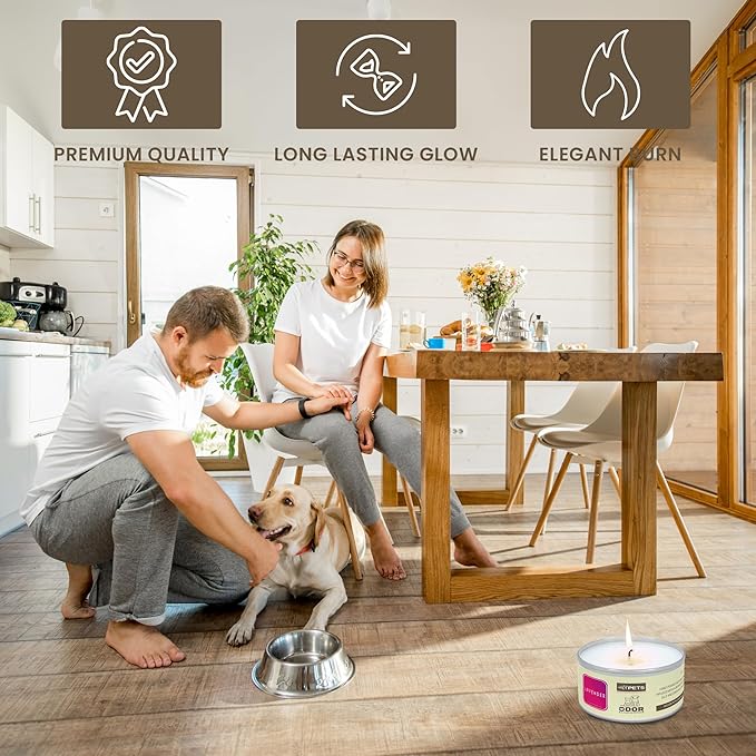 Pet Odor Candle for Dogs and Cats Long-Lasting 72-Hour, Odor Eliminating Candles Burn Natural Soy Wax with Refreshing Scent, Scented Candle to Remove Pet Smells (Lavender)