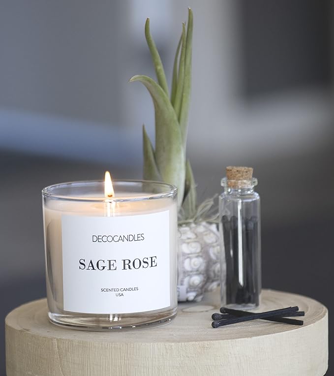 Urban Concepts by DECOCANDLES - Highly Scented Soy Candle - Long Lasting - Hand Poured in USA (6 Oz., Sage Rose)