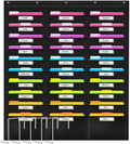 Godery School Pocket Chart, 30 Signatory Pocket, Heavy Duty Hanging File Folders Pocket Chart Cascading Organizer & 5 Hangers Hooks, Perfect for Classroom, School, Office or Home Use
