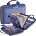 Fireproof File Organizer with Lock, Hard Case Fireproof Document Box with 13 Colorful Pockets Accordion File Folder, Important Document Organizer for Letter A4 Files Laptop Passports (Blue)