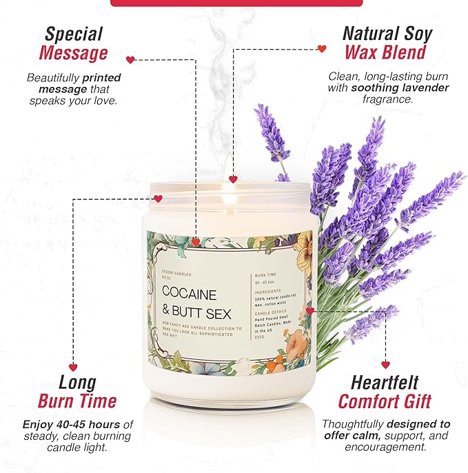 Funny Candle Gifts for Women, Men- Birthday Gift for Best Friends, Her, Him, Girlfriend, Sister, Plant Lover- Unique Christmas & Valentines Day Present - Lavender Candles (But Sex)